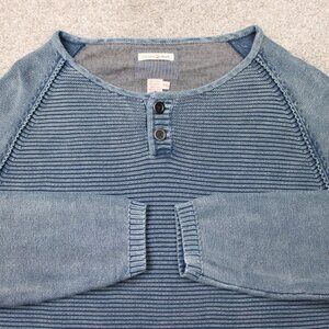 Carbon 2 Cobalt Sweater Mens 2XL XXL Blue Waterman Henley Ribbed Heavyweight